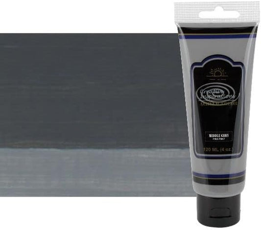 Creative Inspirations Acrylic Paint - Middle Grey - 120 mL Tube - Smooth & Creamy Consistency, Vibrant Pigmentation, Great Coverage for Artists - Clean Up with Soap & Water