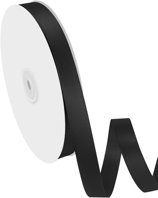 5/8" Width x 100 Yards Satin Ribbon, Black Ribbon Perfect for DIY Craft, Bows, Gift Wrapping, Flower Bouquet, Valentine's Day, Christmas and Halloween Party Decoration