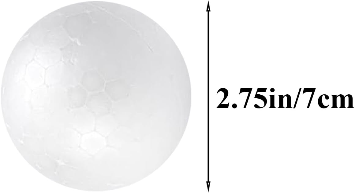 Crafjie Craft Foam Balls 2.75 Inches in Diameter 6-Pack, Smooth Polystyrenets Foam Ball, for Decoration Household School Projects DIY Arts and Craft, White