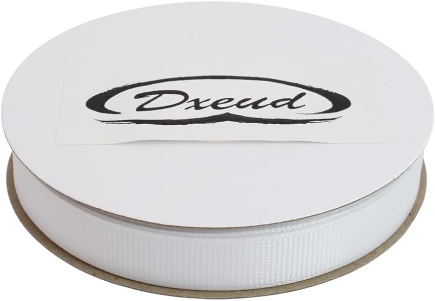 Solid Grosgrain Ribbon 25 Yard Each Roll 100% Polyester Woven Edge (3/8", White)
