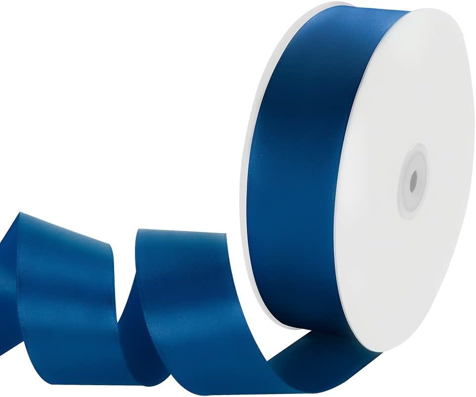 1-1/2" Width x 100 Yards Satin Ribbon, Navy Blue Ribbon Perfect for DIY Craft, Bows, Gift Wrapping, Flower Bouquet, Valentine's Day, Christmas and Party Decoration