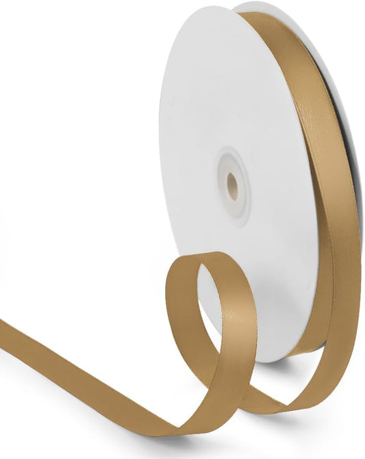 5/8 Inch 100 Yards Satin Ribbon Champagne Gold, Solid Color Fabric Ribbon for Gift Wrapping, Wedding, Polyester Gift Ribbon for Birthday Party Decoration, Craft, Hair, Floral, Sewing