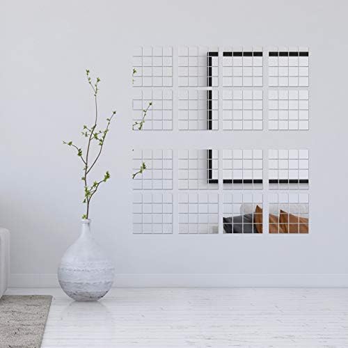 Jetec Mini Size Acrylic Square Mirror Adhesive Small Square Mirror Tiles for Crafts and DIY Projects Supplies(50 Pcs,3 Inches)