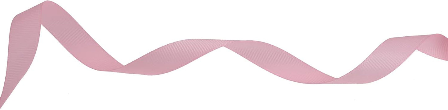 Solid Grosgrain Ribbon 25 Yard Each Roll 100% Polyester Woven Edge (1/2", Pink)