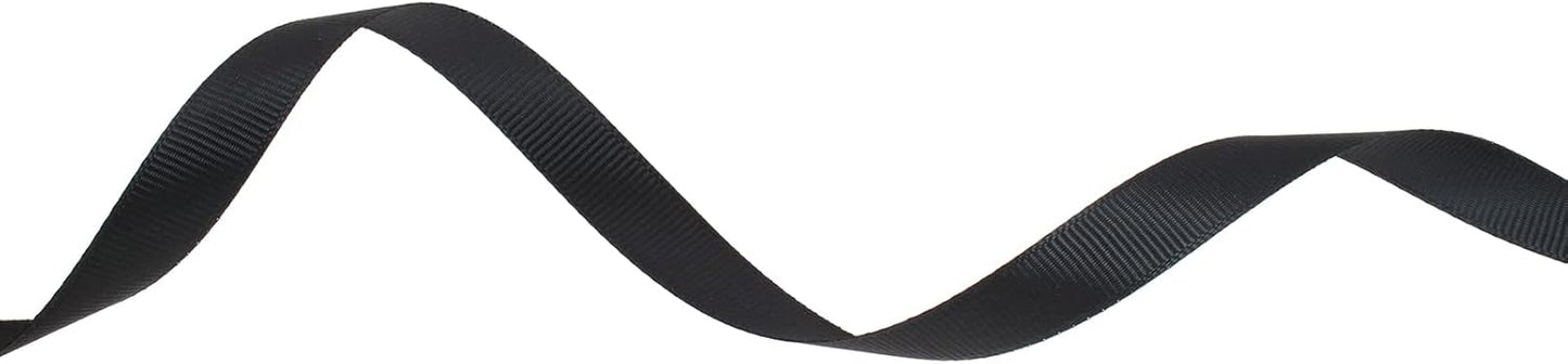 Solid Grosgrain Ribbon 25 Yard Each Roll 100% Polyester Woven Edge (5/8", Black)