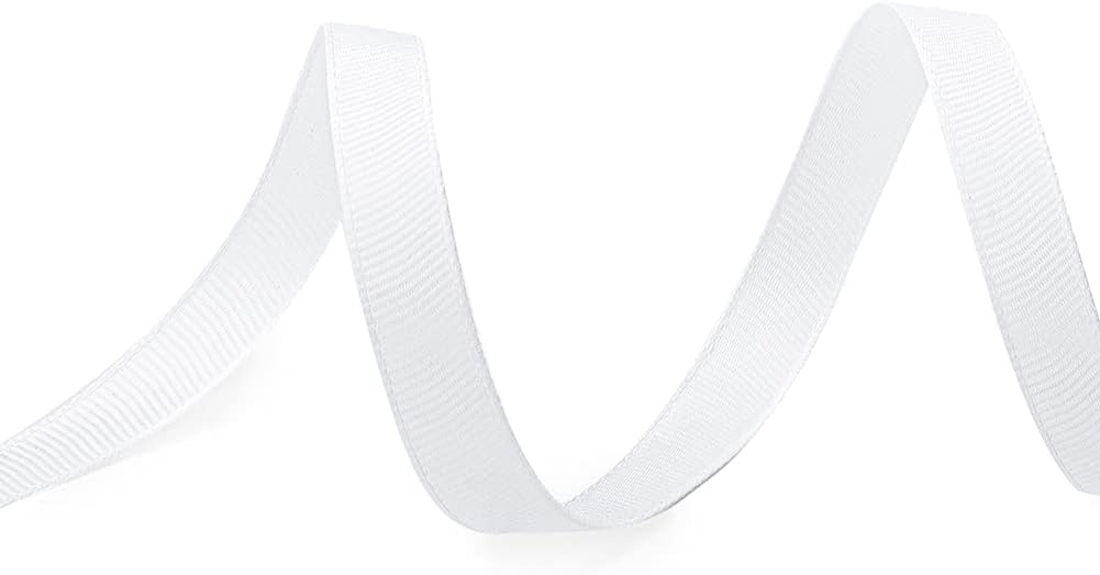 LIUYAXI 1/4" X 50 Yards Solid White Grosgrain Ribbon, Perfect for Crafts, Wedding Decor, DIY Hair Accessories, Sewing, Gift Package Wrapping and More