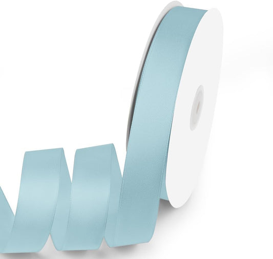 1" x 100 Yards Satin Ribbon - Lihgt Blue Silk Ribbon with Spool - Ideal for Gift Wrapping, Floral Bouquets, Crafts, Wedding Party Decorations, Christmas and Sewing Projects