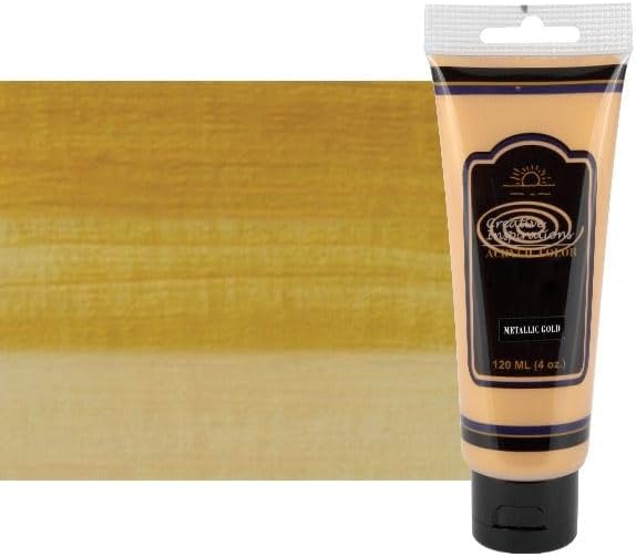 Creative Inspirations Acrylic Paint - Metallic Gold - 120 mL Tube - Smooth & Creamy Consistency, Vibrant Pigmentation, Great Coverage for Artists - Clean Up with Soap & Water