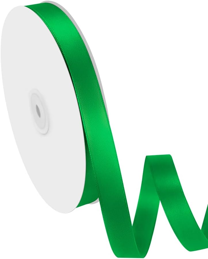 5/8" Width x 100 Yards Satin Ribbon, Green Ribbon Perfect for DIY Craft, Bows, Gift Wrapping, Flower Bouquet, Valentine's Day, Christmas and Party Decoration