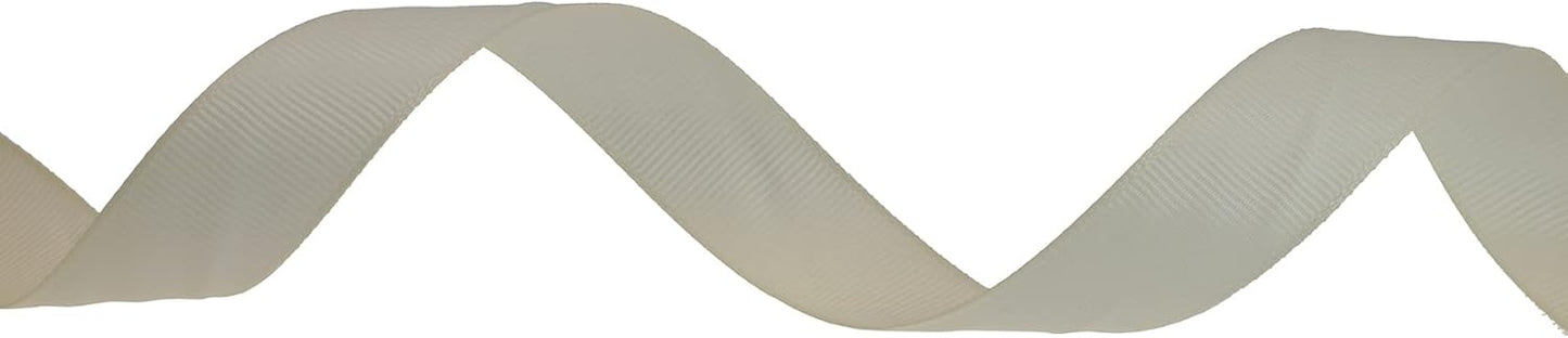 Solid Grosgrain Ribbon 25 Yard Each Roll 100% Polyester Woven Edge (1", Beige)