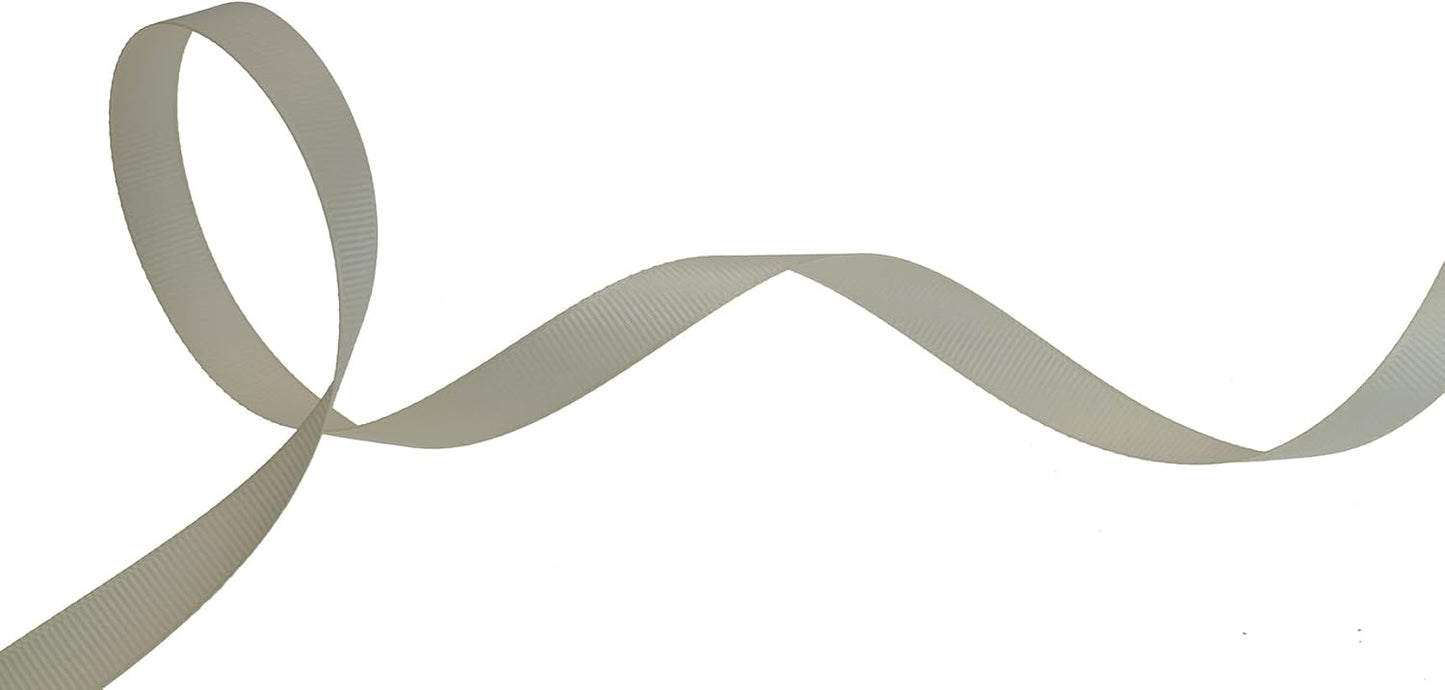Solid Grosgrain Ribbon 25 Yard Each Roll 100% Polyester Woven Edge (5/8", Beige)