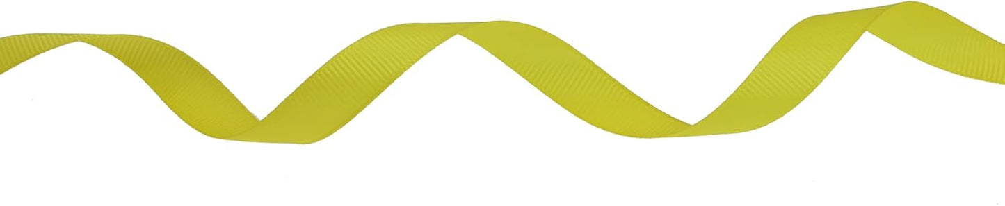 Solid Grosgrain Ribbon 25 Yard Each Roll 100% Polyester Woven Edge (5/8", Yellow)