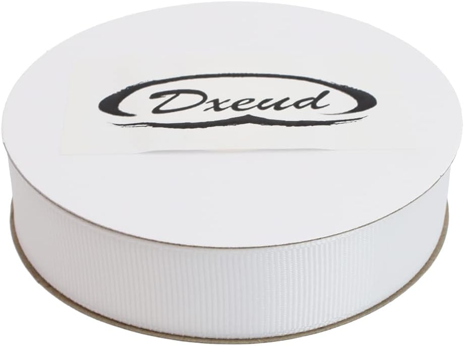 Solid Grosgrain Ribbon 25 Yard Each Roll 100% Polyester Woven Edge (1", White)