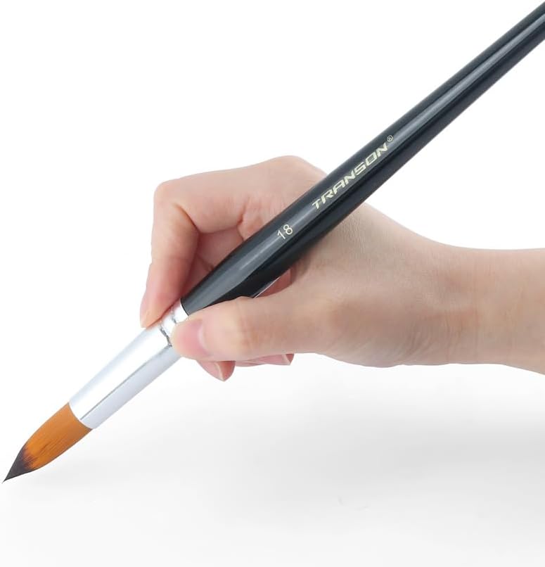 Transon 11pcs Round Paint Brush Basic Set for Watercolor, Acrylic, Gouache, Ink, and Tempera Painting