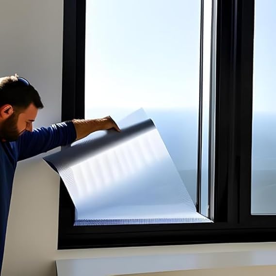 Rockrose Professional Window Tint for Home – One Way Privacy Window Film for Home Offices Heat Blocker Reflective Adhesive Mirror Tint with 99% UV Block – Silver 36in x 100FT