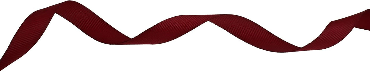 Solid Grosgrain Ribbon 25 Yard Each Roll 100% Polyester Woven Edge (3/8", Dark Red)