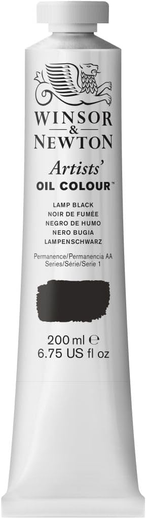 Winsor & Newton Artists' Oil Color, 200ml (6.75 oz) Tube, Lamp Black