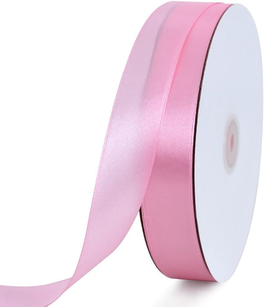 TONIFUL 1 Inch x 100yds Baby Pink Satin Ribbon, Thin Solid Color Satin Ribbon for Gift Wrapping, Crafts, Hair Bows Making, Wedding Party Decoration, Invitation Cards, Floral Bouquets, Christmas