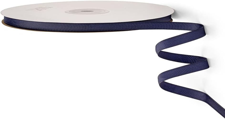 LIUYAXI 1/4" X 50 Yards Solid Navy Blue Grosgrain Ribbon, Perfect for Crafts, Wedding Decor, DIY Hair Accessories, Sewing, Gift Package Wrapping and More