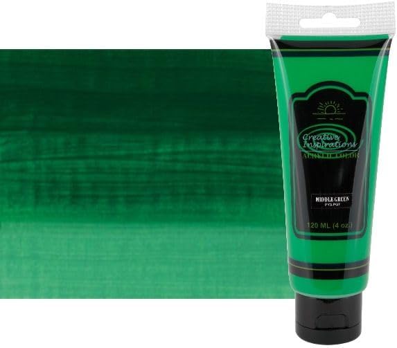 Creative Inspirations Acrylic Paint - Middle Green - 120 mL Tube - Smooth & Creamy Consistency, Vibrant Pigmentation, Great Coverage for Artists - Clean Up with Soap & Water