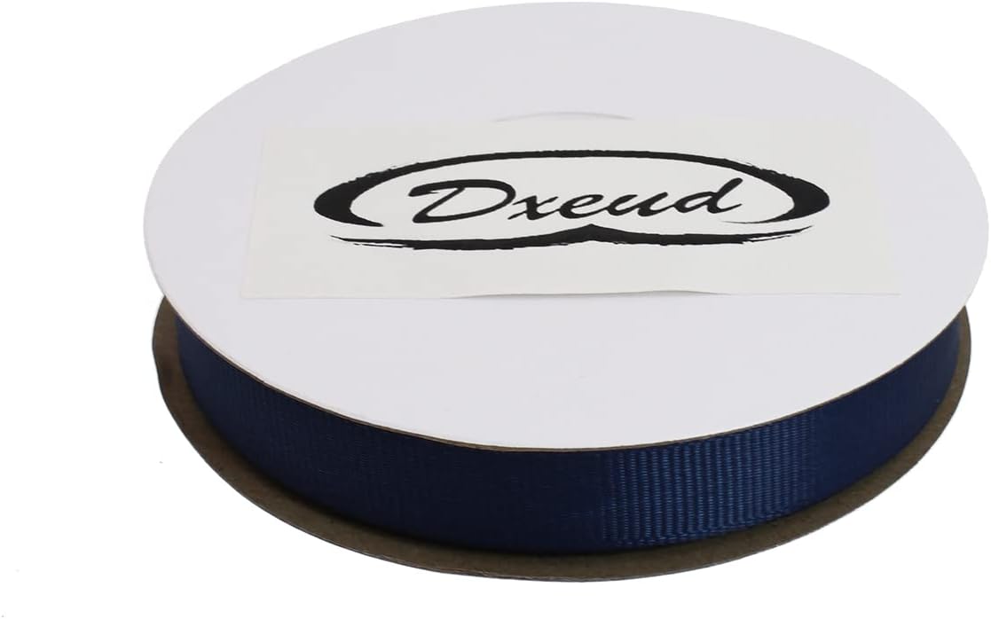 Solid Grosgrain Ribbon 25 Yard Each Roll 100% Polyester Woven Edge (3/8", Dark Blue)