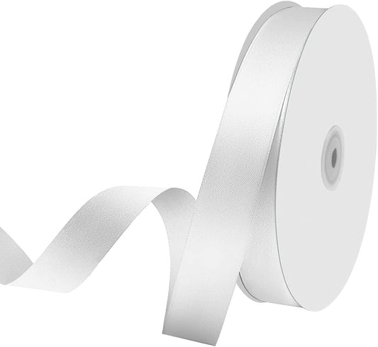 1" x 100 Yards Satin Ribbon - White Silk Ribbon with Spool - Ideal for Gift Wrapping, Floral Bouquets, Crafts, Wedding Party Decorations, Christmas and Sewing Projects