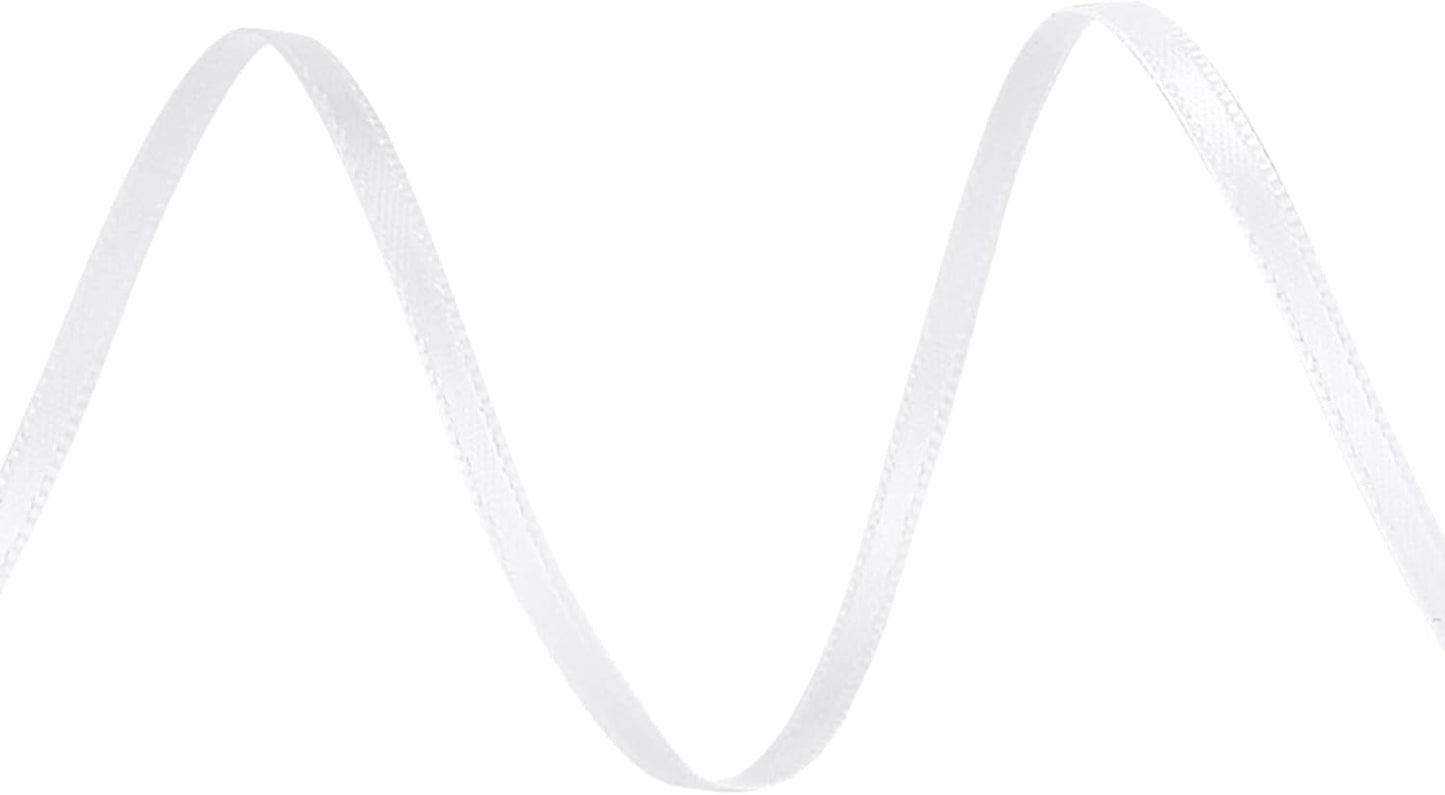 LIUYAXI White Double Faced Satin Ribbon, 1/8" X Continuous 100 Yards, Thin Ribbons Perfect for Gift Wrapping Wedding Invitation Card Hair Bows Tag Floral Arrangement DIY Craft
