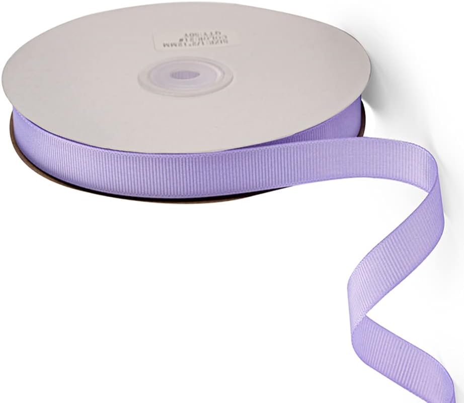LIUYAXI 5/8" X 50 Yards Solid Lavender Grosgrain Ribbon, Perfect for Crafts, Wedding Decor, DIY Hair Accessories, Sewing, Gift Package Wrapping and More