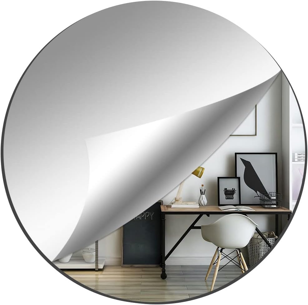 DARENYI Glass Round Mirror Tile, 6 inch Self Adhesive Mirror Sticker Small Circle Mirror Sheet for DIY Crafts, Glass Mirror Plates Trays for Wedding Table Centerpieces Walls Decor