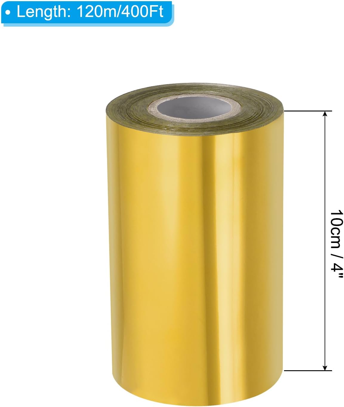 PATIKIL 4"x400Ft Hot Stamping Foil Paper, Heat Transfer Hot Stamping Paper Foil Roll for Leather DIY Logo Decor Craft Gift Package Scrapbook Card, Dark Gold