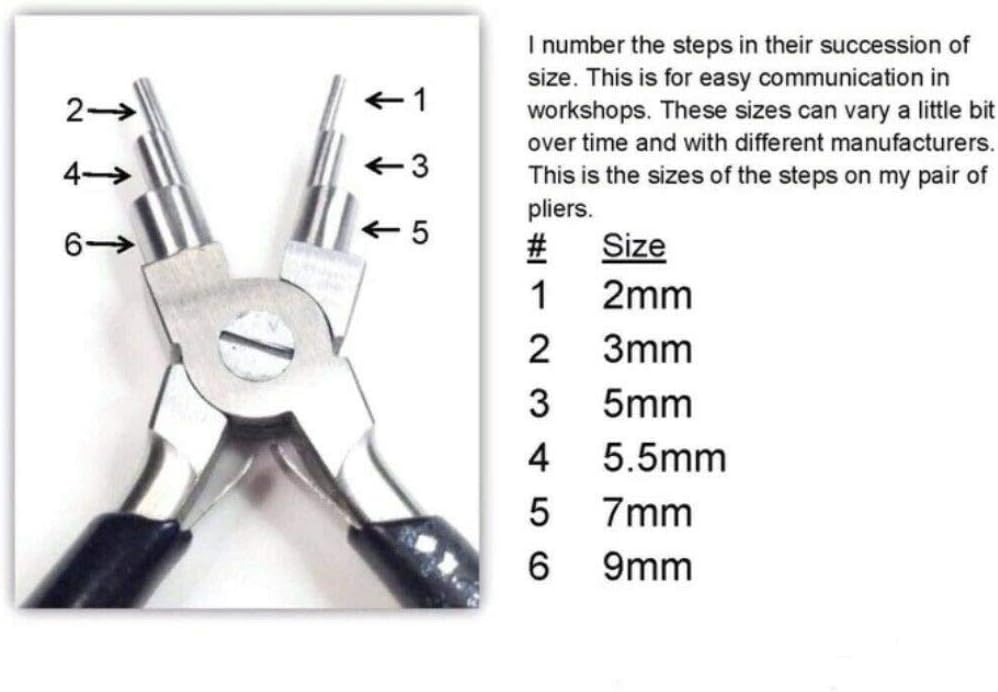 Cynamed German Stainless- 6 in 1 Bail Making Pliers Wire Looping Forming Pliers with Non-Slip Comfort Grip Handle for 2mm to 9mm Loops and Jump Rings-Heavy Duty