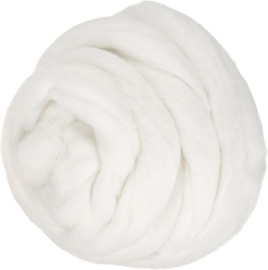 PATIKIL Wool Roving Yarn, 250G/8.8OZ Soft Felting Wool Pure Chunky Roving Yarn Bulk for Needle Felting Knitting Blanket Spinning Weaving DIY Craft, White