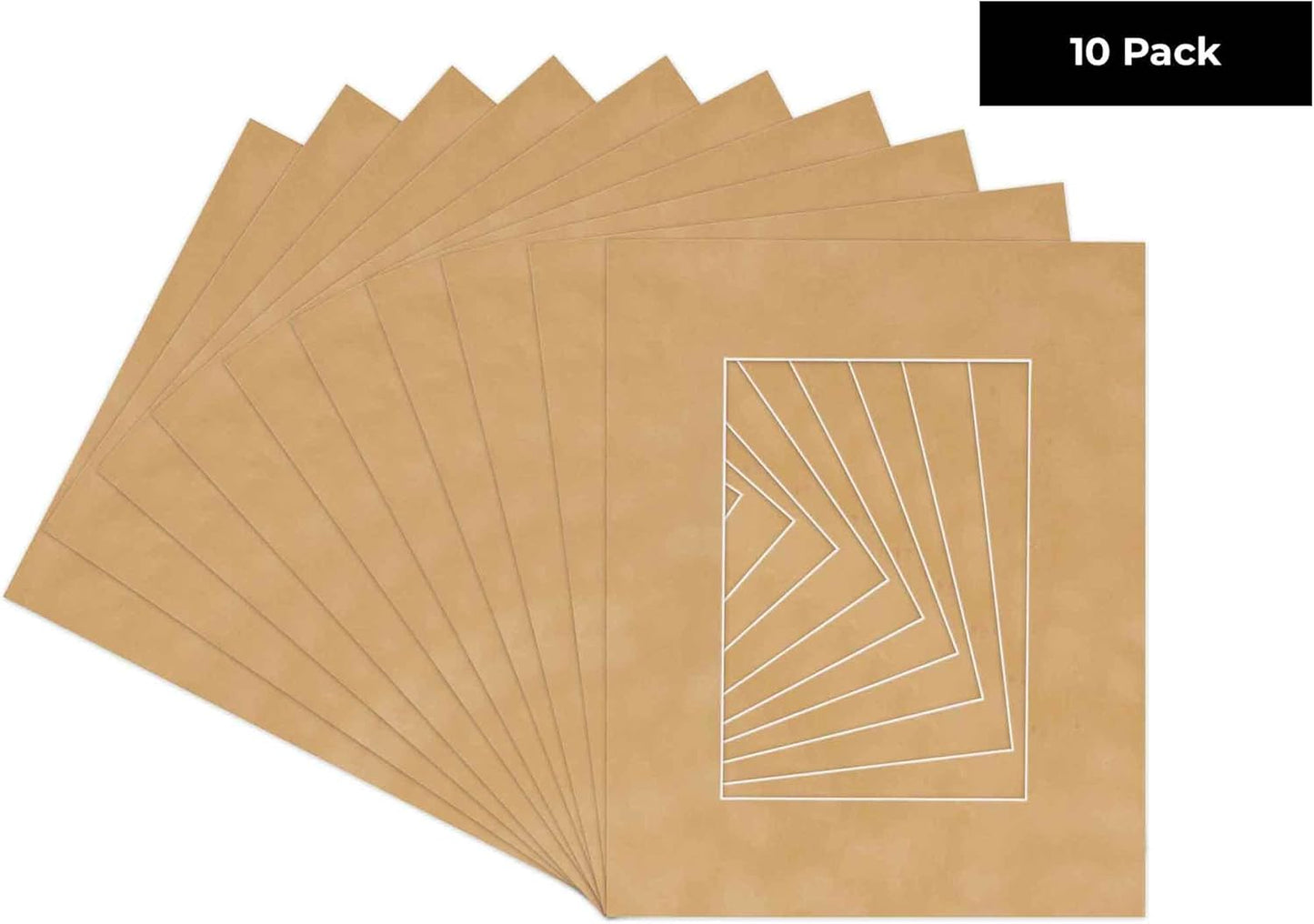 Pack of TEN 11x14 Mats Bevel Cut for 8.5x11 Photos - Acid Free Beige Suede Precut Matboards For Pictures, Photos, Framing - 4-ply Thickness