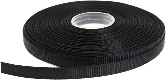Solid Grosgrain Ribbon 25 Yard Each Roll 100% Polyester Woven Edge (1/4", Black)