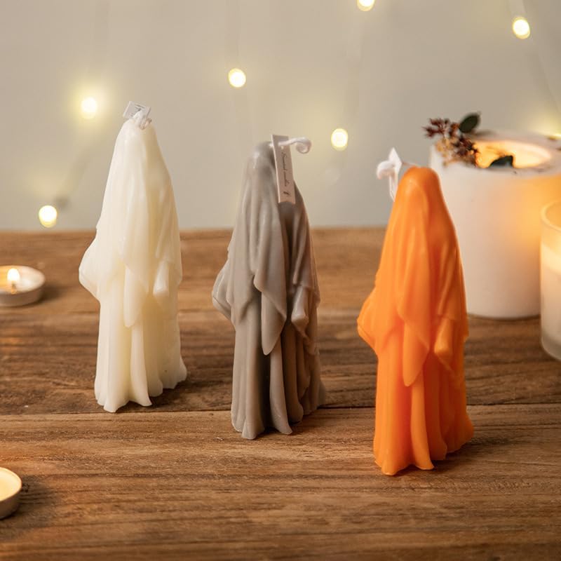 Halloween Masked Ghost Candle Silicone Mold DIY 3D Scented Candle Making Wax Mould Gypsum Ornament Resin Soap Chocolate Mold Home Decor