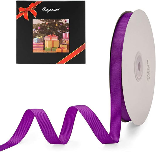 LIUYAXI 1/2" X 50 Yards Solid Purple Grosgrain Ribbon, Perfect for Crafts, Wedding Decor, DIY Hair Accessories, Sewing, Gift Package Wrapping and More