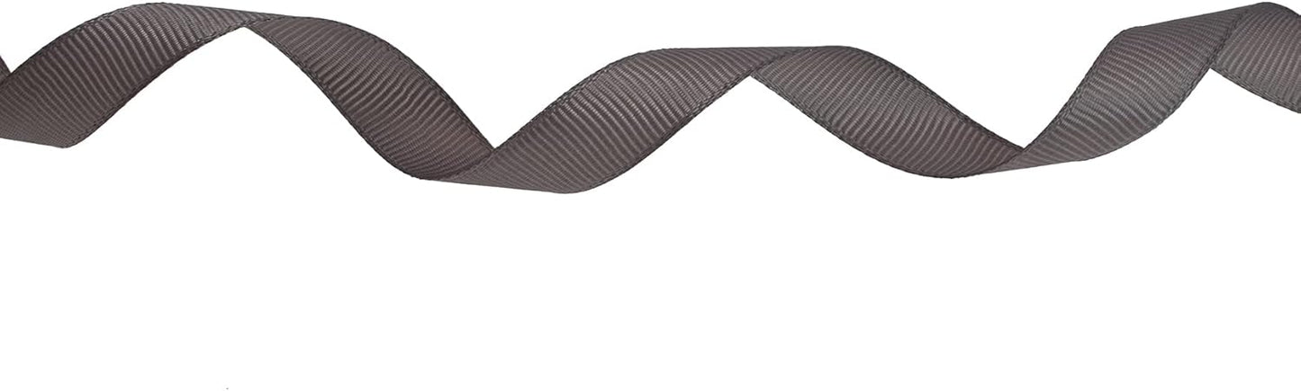 Solid Grosgrain Ribbon 25 Yard Each Roll 100% Polyester Woven Edge (5/8", Gray)