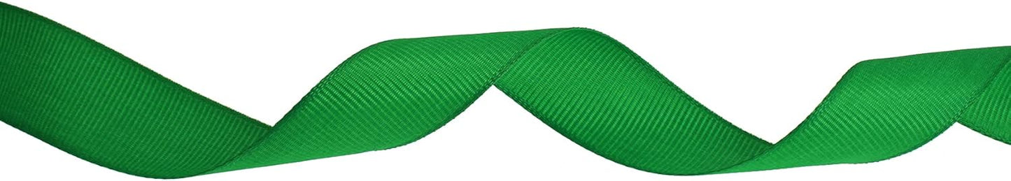 Solid Grosgrain Ribbon 25 Yard Each Roll 100% Polyester Woven Edge (1", Green)