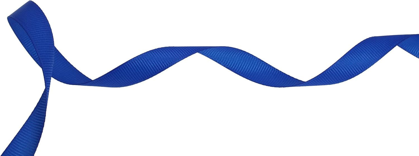 Solid Grosgrain Ribbon 25 Yard Each Roll 100% Polyester Woven Edge (1/2", Royal Blue)