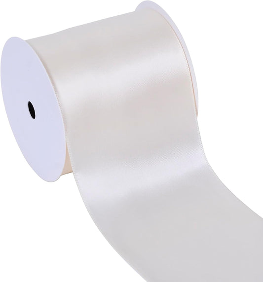 YAMA Ivory Double Faced Satin Ribbon, 3 Inch 10 Yards, Great for Crafts Bows Flower Bouquet Wedding Home Decor Gift Wrapping
