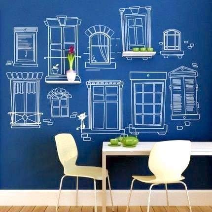 Chalkboard Blackboard Paint - Brush on Wood, Metal, Glass, Wall, Plaster Boards Sign, Frame or Any Surface. Use with Chalk Pen Wet Erase, Non-Toxic - Matte Finish [Blue] - (8.5oz Cover 32 sf)