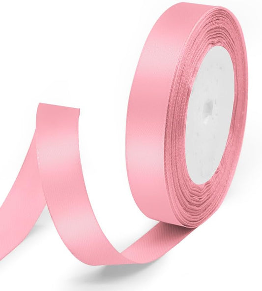 5/8" x 25 Yards Satin Ribbon, Light Pink Silk Ribbon Ideal for Gift Wrapping, Floral Bouquets, Crafts, Wedding Party Decorations, Christmas and Sewing Projects
