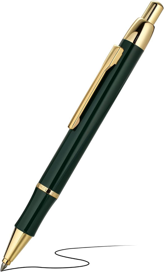 BEILUNER Luxury Gel Pen with 24K Gold Electroplating Finish, Green Piano Lacquer, Luxury Grade Craftsmanship, Best Gel Pen Gift Set for Men and Women