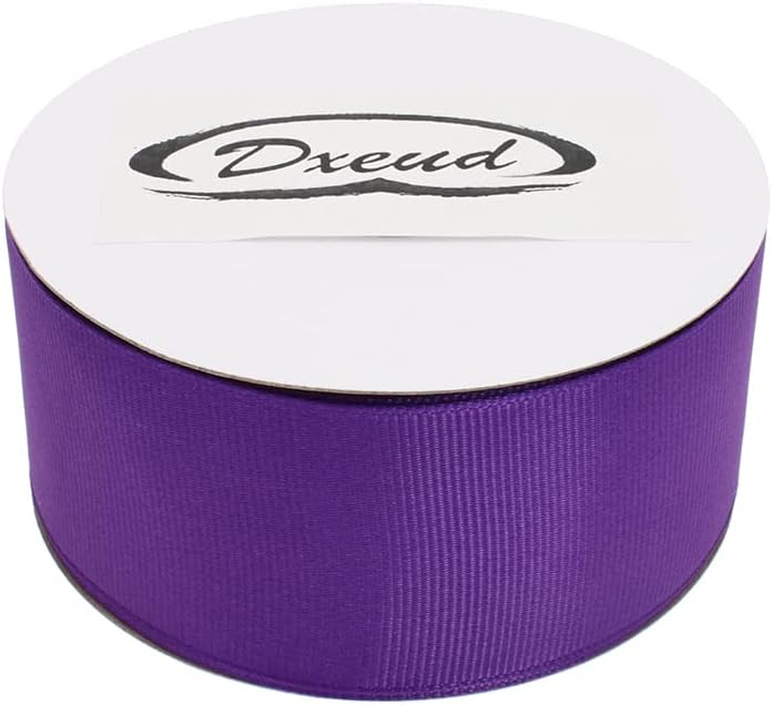 Solid Grosgrain Ribbon 25 Yard Each Roll 100% Polyester Woven Edge (1/1-2", Purple)