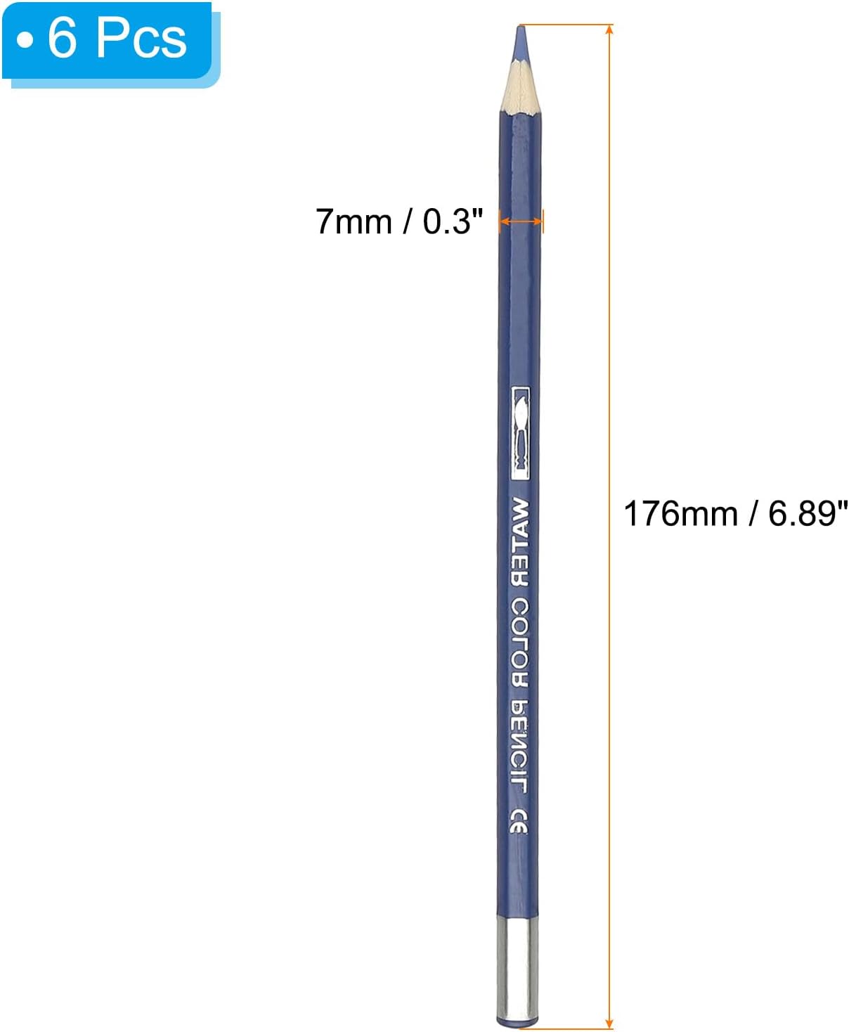 PATIKIL Watercolor Pencil, 6Pcs Water Soluble Pencils for Blending, Coloring, Sketch Drawing, Painting, Ocean Blue