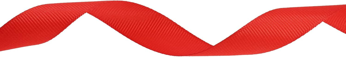 Solid Grosgrain Ribbon 25 Yard Each Roll 100% Polyester Woven Edge (3/4", Red)