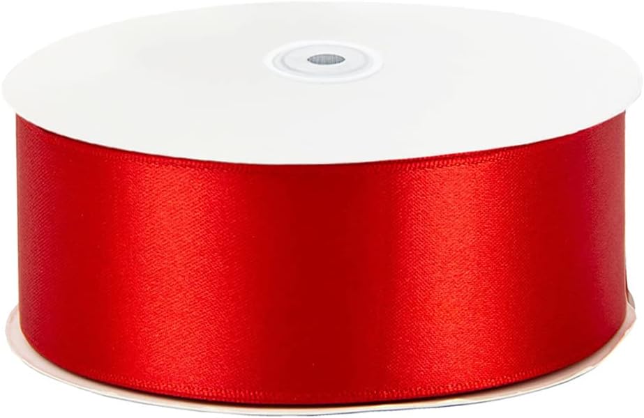 LIUYAXI Hot Red Double Faced Satin Ribbon, 2" X Continuous 50 Yards, Fabric Ribbon Use for Bows Bouquet,Christmas Gift Wrapping,Floral Arrangement