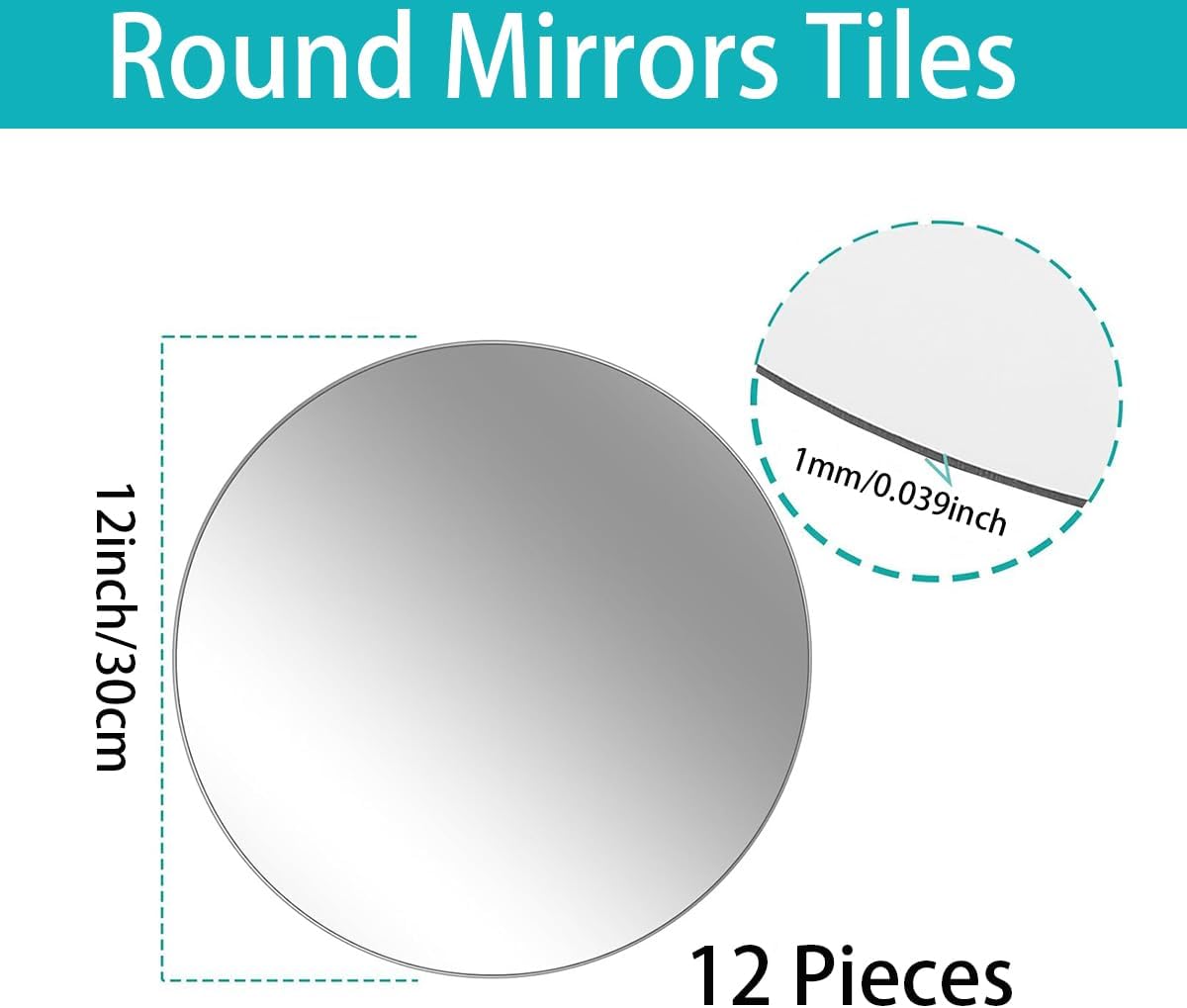 12" 12PCS Round Mirrors for Centerpieces, Circle Mirror Centerpieces for Tables, Acrylic Mirror Tiles for Wall Table Wedding Centerpieces Mirror Plates for Candle Birthday Decorations DIY Craft