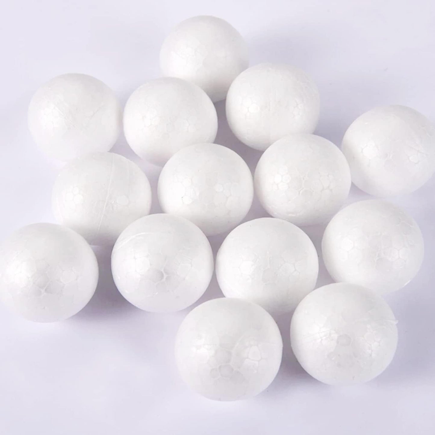 hesmartly 30 Pack Craft Foam Balls,White Polystyrene Smooth Round Balls, 1.97inch Foam Balls and 2 Pieces Painting Brushes for DIY Projects Arts and Crafts Supplies