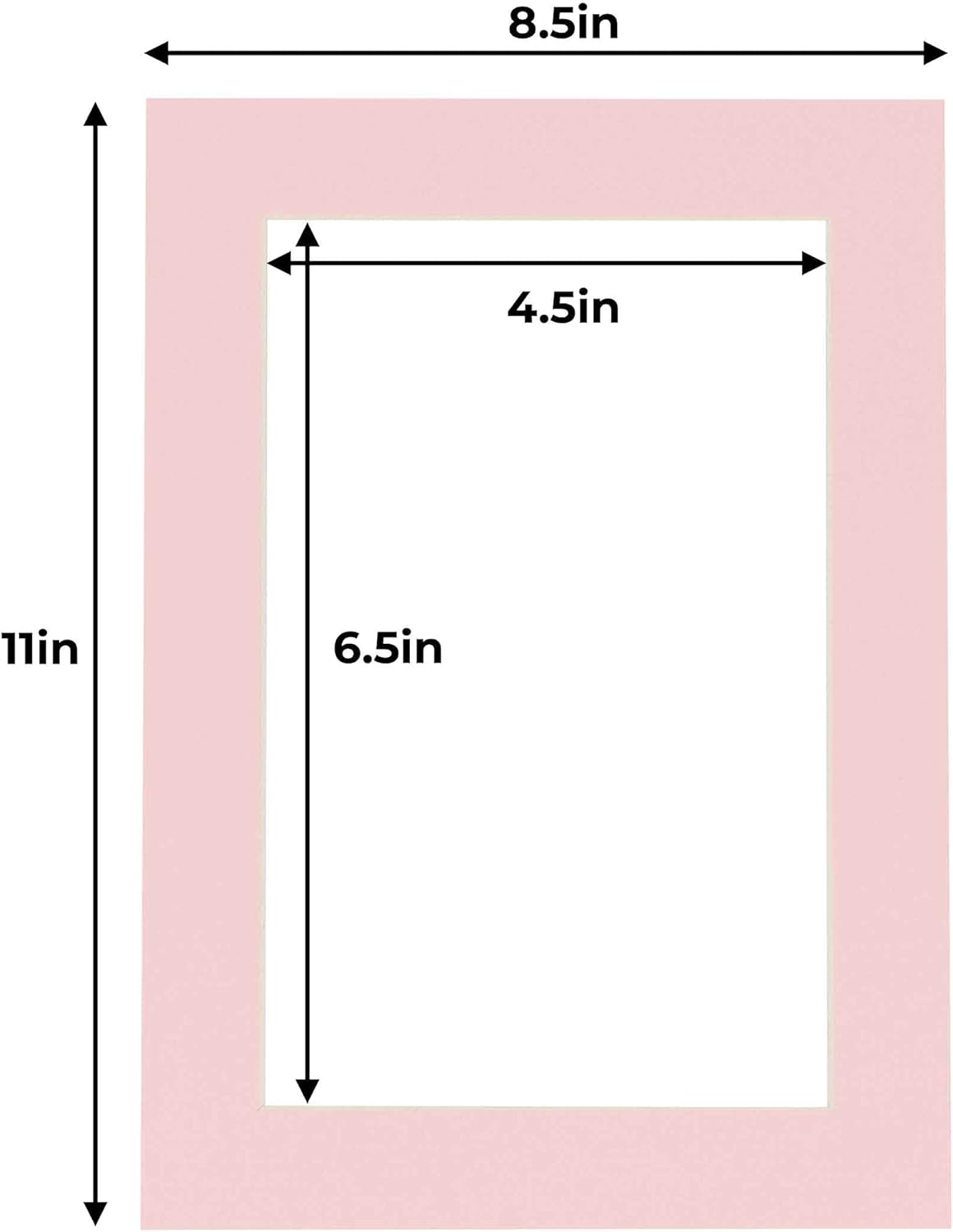 5x7 Mat for 8.5x11 Frame - Precut Mat Board Acid-Free Show Kit with Backing Board, and Clear Bags Soft Pink 5x7 Photo Matte Made to Fit a 8.5x11 Picture Frame Matboard for Framing, Pack of 10 Mats
